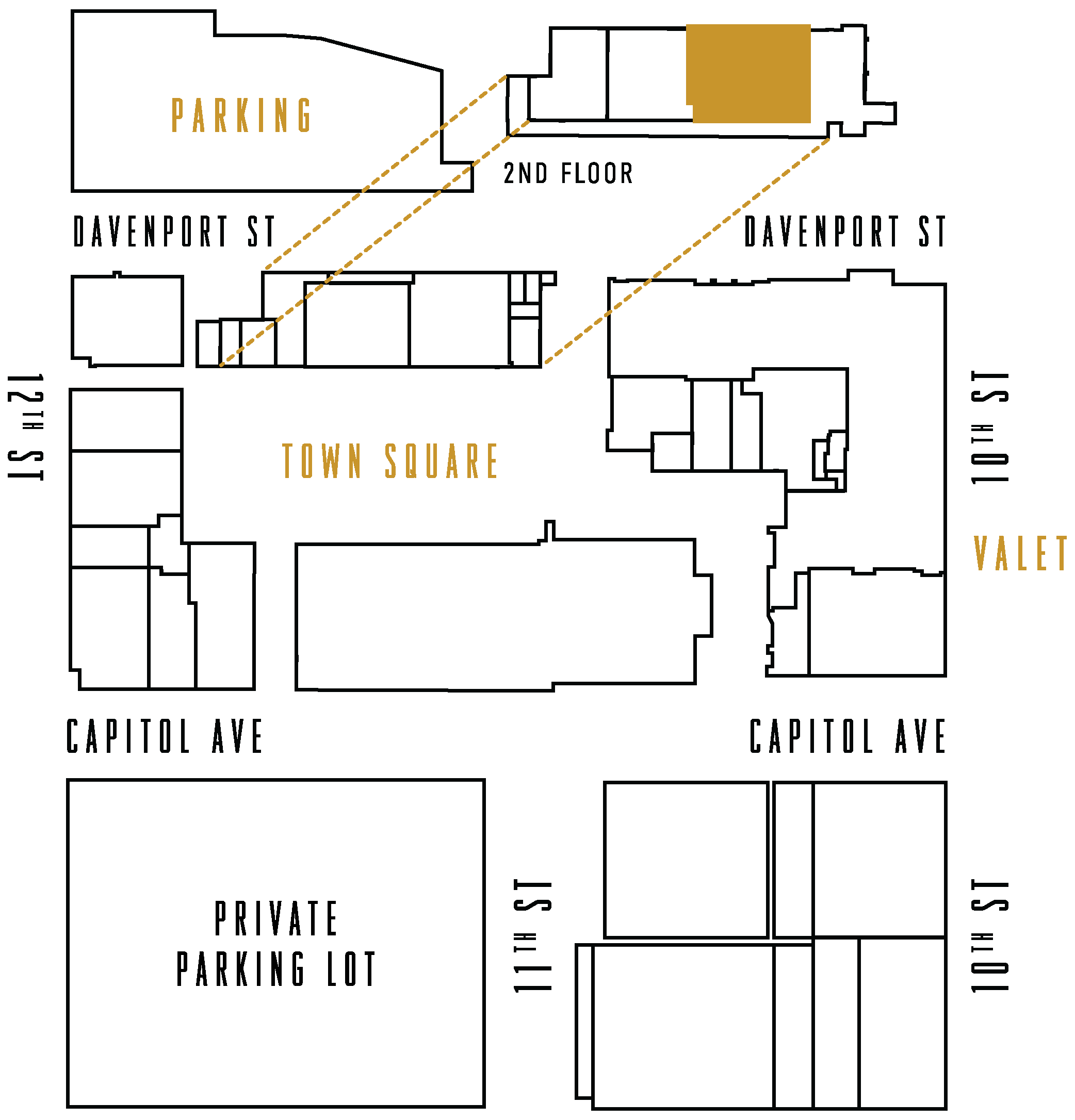 The Capitol District Map highlighting Beer Can Alley