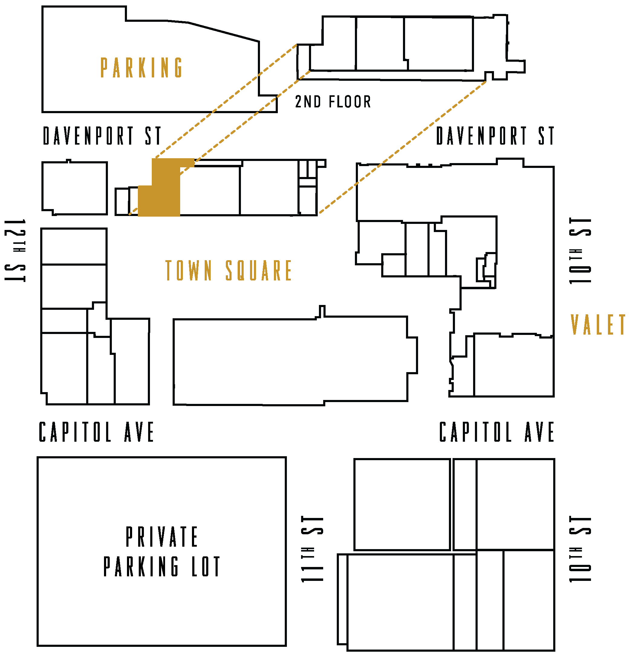 The Capitol District Map highlighting Beer Can Alley